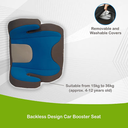 Safe-O-Kid Backless Design Car Booster Seat, Travel Friendly, Plush Padding Seat for Children & Kids from 6 to 12 Years