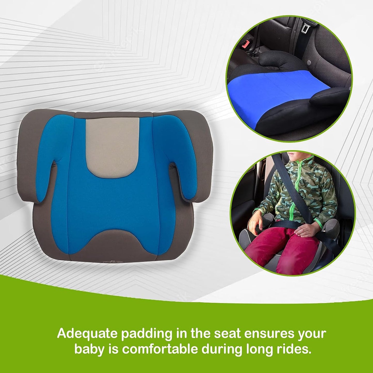 Safe-O-Kid Backless Design Car Booster Seat, Travel Friendly, Plush Padding Seat for Children & Kids from 6 to 12 Years