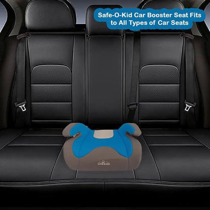 Safe-O-Kid Backless Design Car Booster Seat, Travel Friendly, Plush Padding Seat for Children & Kids from 6 to 12 Years