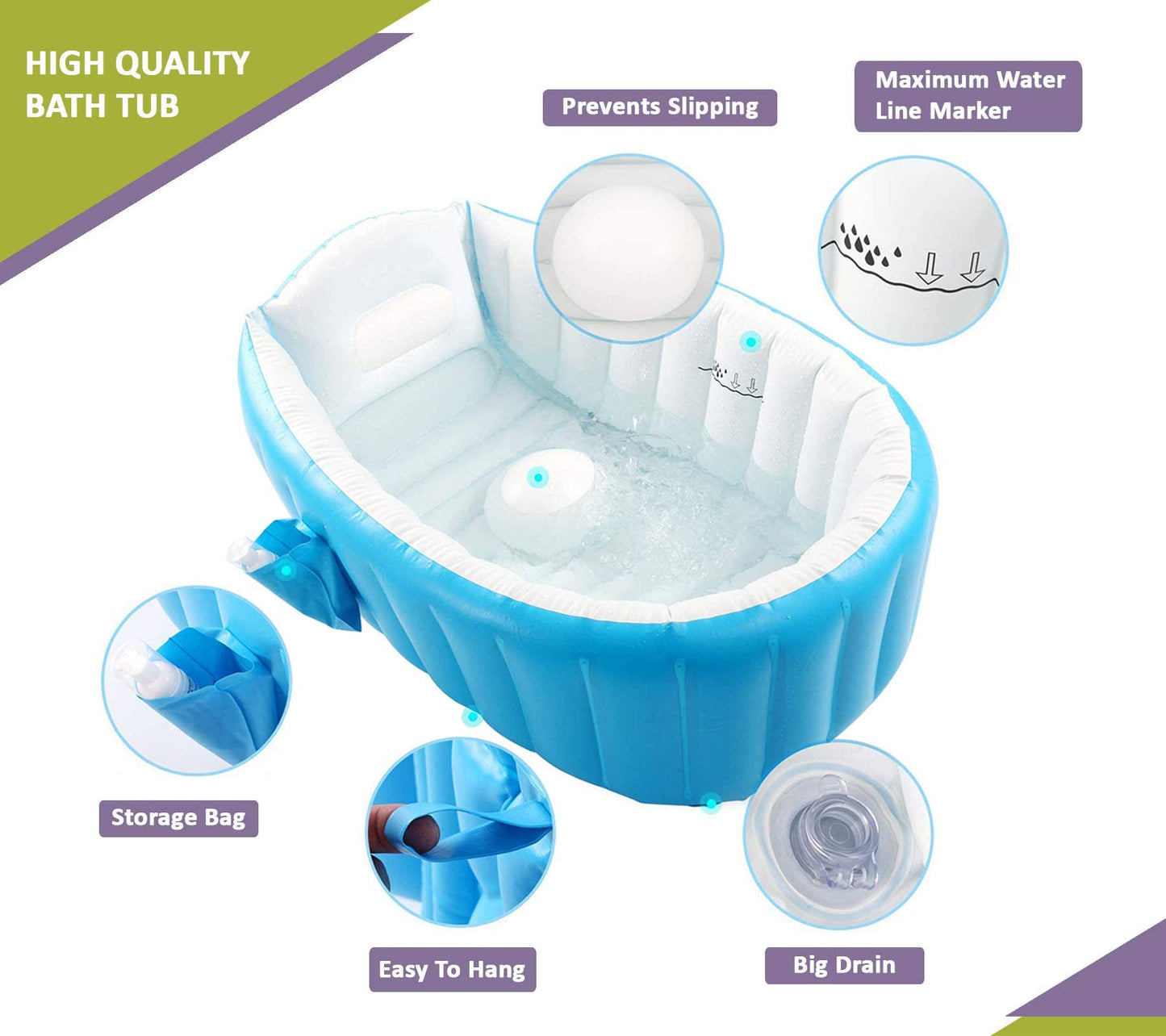 Safe-O-Kid Bath Tub/Unique Design/Foldable/Easy Storage/Strong and Safe