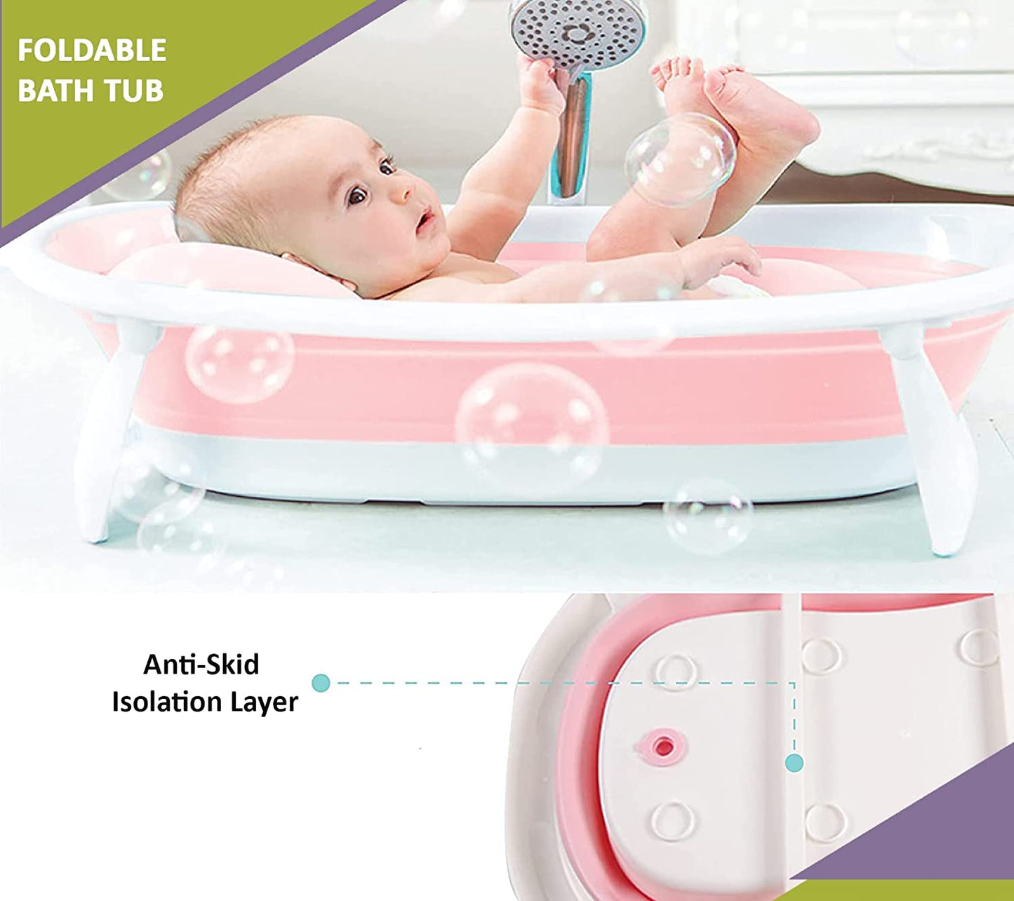 Safe-O-Kid Bath Tub/Unique Design/Foldable/Easy Storage/Strong and Safe