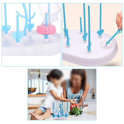 Safe-O-Kid - Bottle Drying Rack, Plastic Trees, Dustproof, Easy Sterilizer for Baby - White