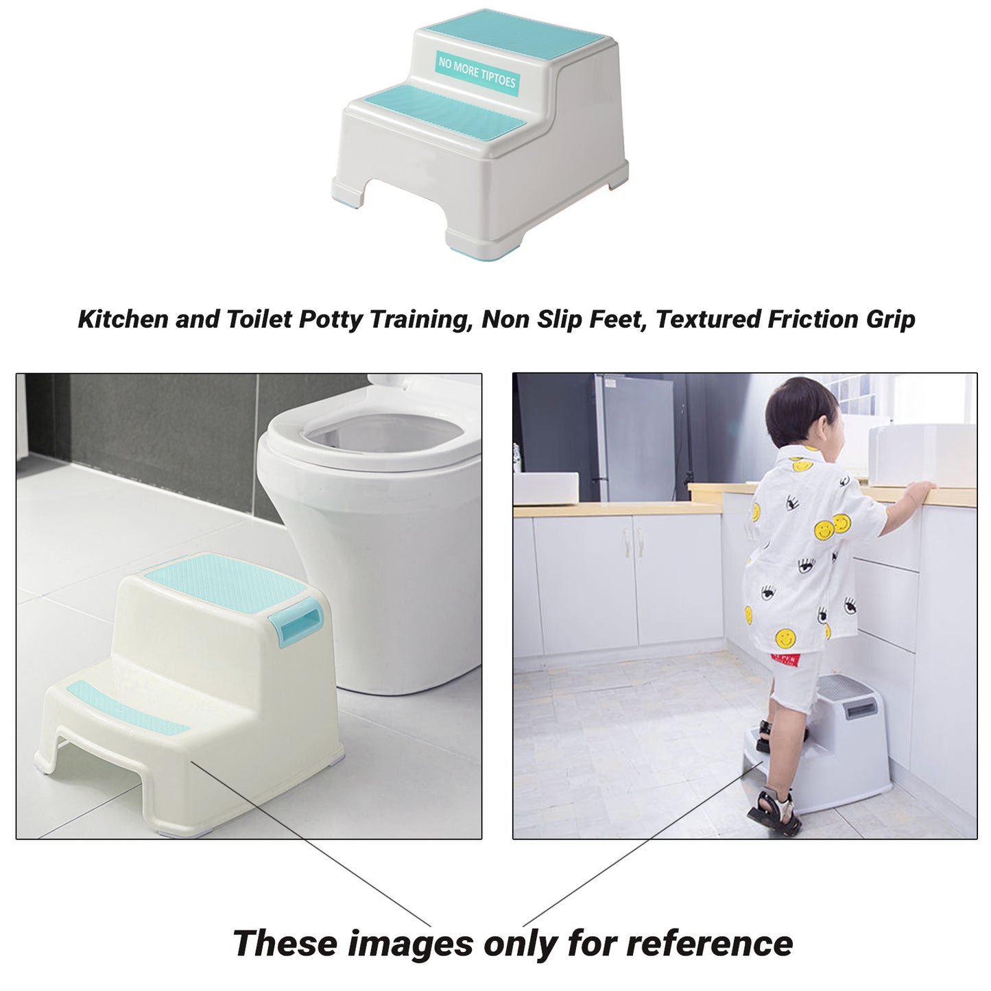 Safe-O-Kid 2 Step Stool for Kids, Soft Grip for Safety as Bathroom & Kitchen Step Stool, Foot Rest Stool for Potty Training Kids