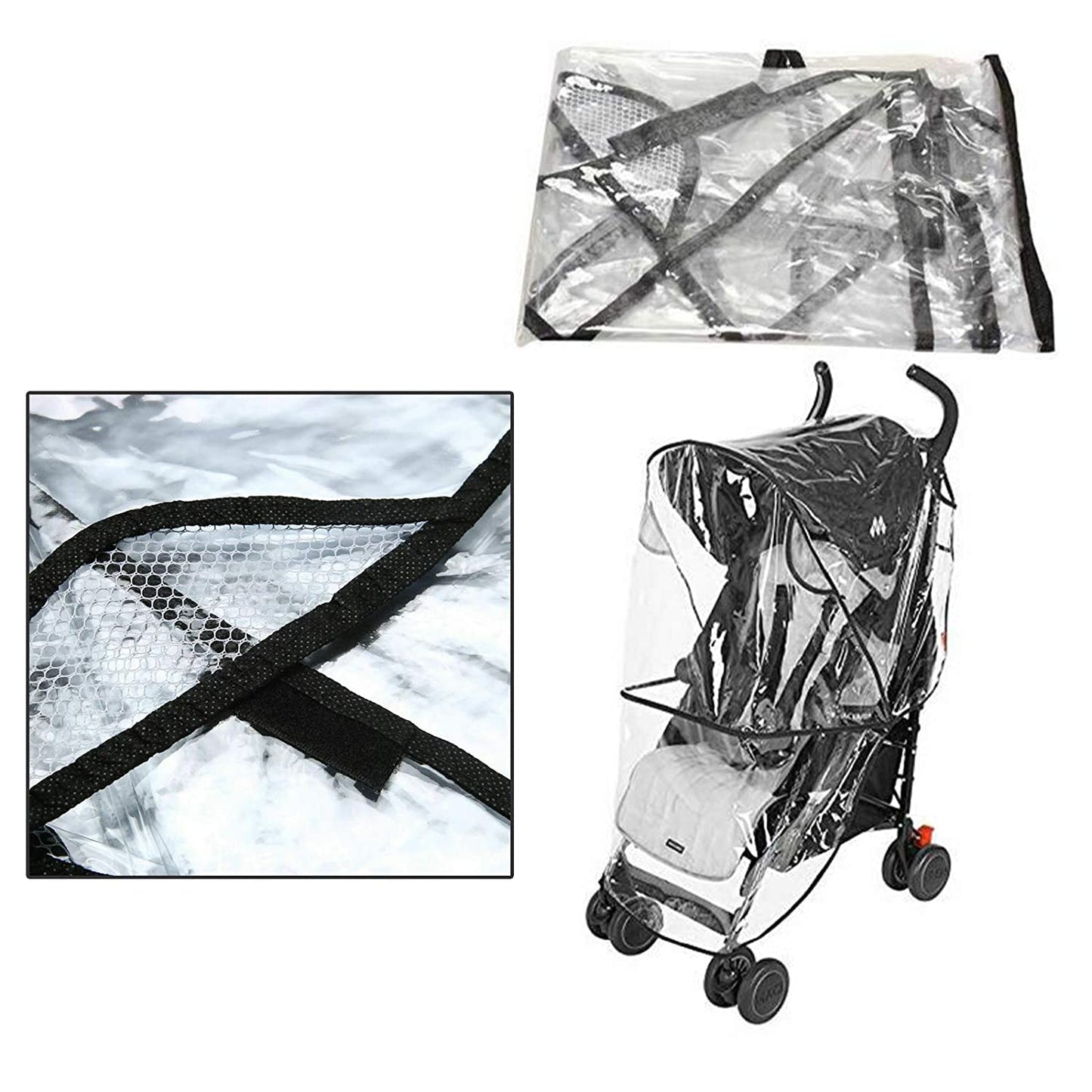 Safe-O-Kid- Safety From Rain/Wind, Waterproof Rain Cover, Wind Shield Raincoat for Baby Pram/Strollers, Transparent