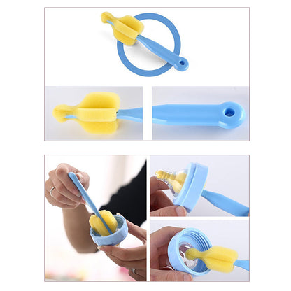 Safe-O-Kid - Baby Milk Bottle Nipple Straw Brush Sponge Nylon Bottle Cleaning Brush