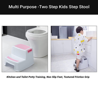 Safe-O-Kid 2 Step Stool for Kids, Soft Grip for Safety as Bathroom & Kitchen Step Stool, Foot Rest Stool for Potty Training Kids