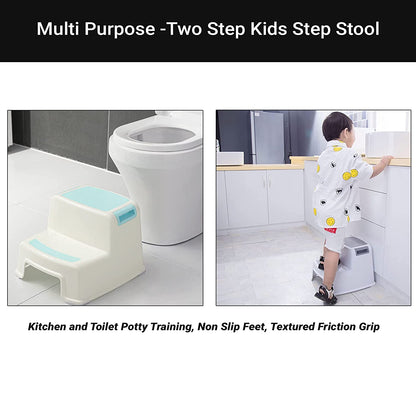 Safe-O-Kid 2 Step Stool for Kids, Soft Grip for Safety as Bathroom & Kitchen Step Stool, Foot Rest Stool for Potty Training Kids