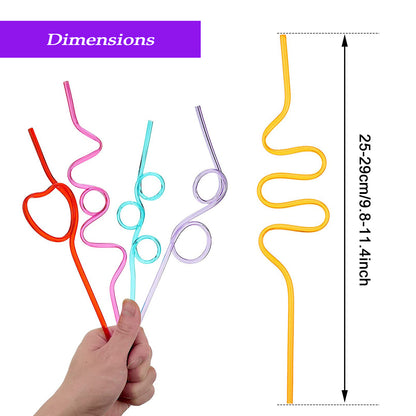 Safe-O-Kid Colourful, Reusable Straws for Kids, Funny Twists Drinking Straws for Birthday Parties, 8 Pcs, Assorted Colours