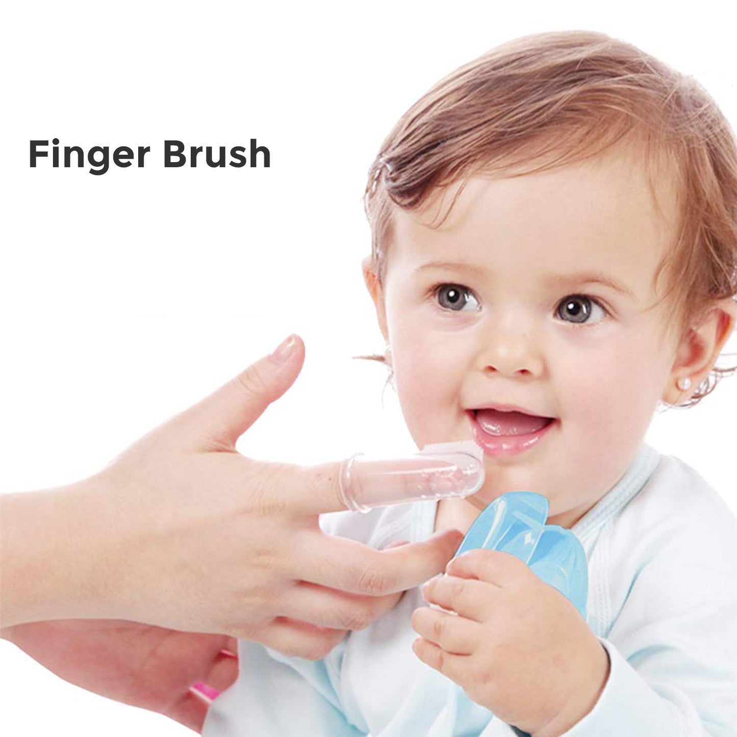 Safe O Kid Baby Oral Care and Safety Kit ? Basic | 4 Pieces, 1 Finger Brush, 1 Chewy Tube, 1 Fruit Nibbler, 1 Silicone Spoon