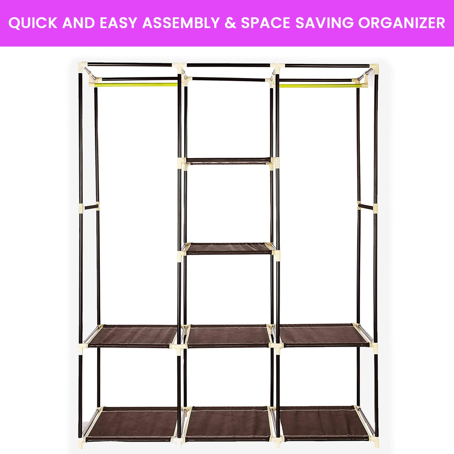 Safe-O-Kid Portable, Closet, Multi-Purpose Foldable Cabinet Wardrobe, Brown, 125*41*160cm