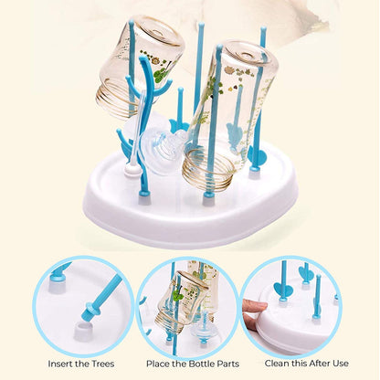 Safe-O-Kid - Bottle Drying Rack, Plastic Trees, Dustproof, Easy Sterilizer for Baby - White