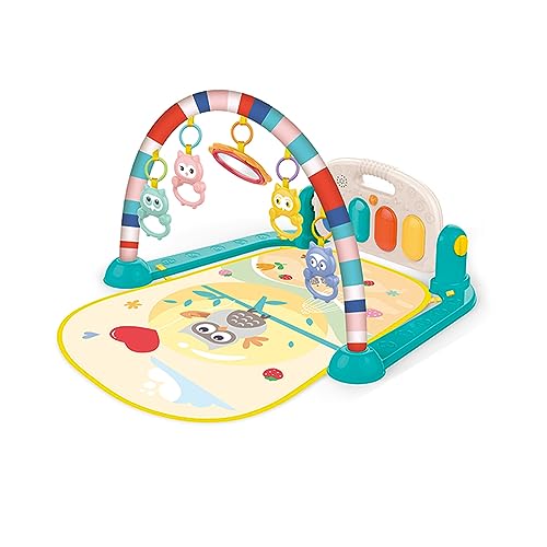 Baby Play Mat Gym & Fitness Rack with Hanging Rattles Lights & Musical Keyboard Mat Piano