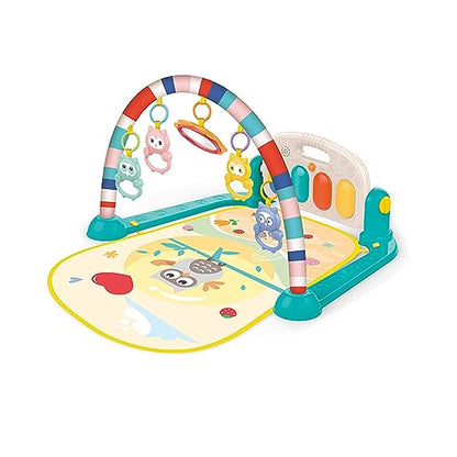 Baby Play Mat Gym & Fitness Rack with Hanging Rattles Lights & Musical Keyboard Mat Piano