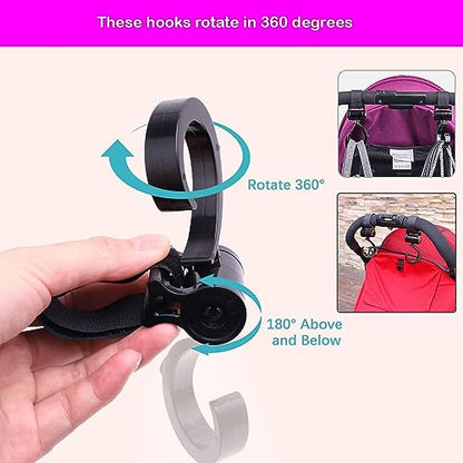 Metal Non-Slip Buggy/Pram Clips, Multi-Purpose Pram Stroller Hooks Clips for Trolley Bags Clothes Shopping Bags Universal Stroller Hook for Bag Holder