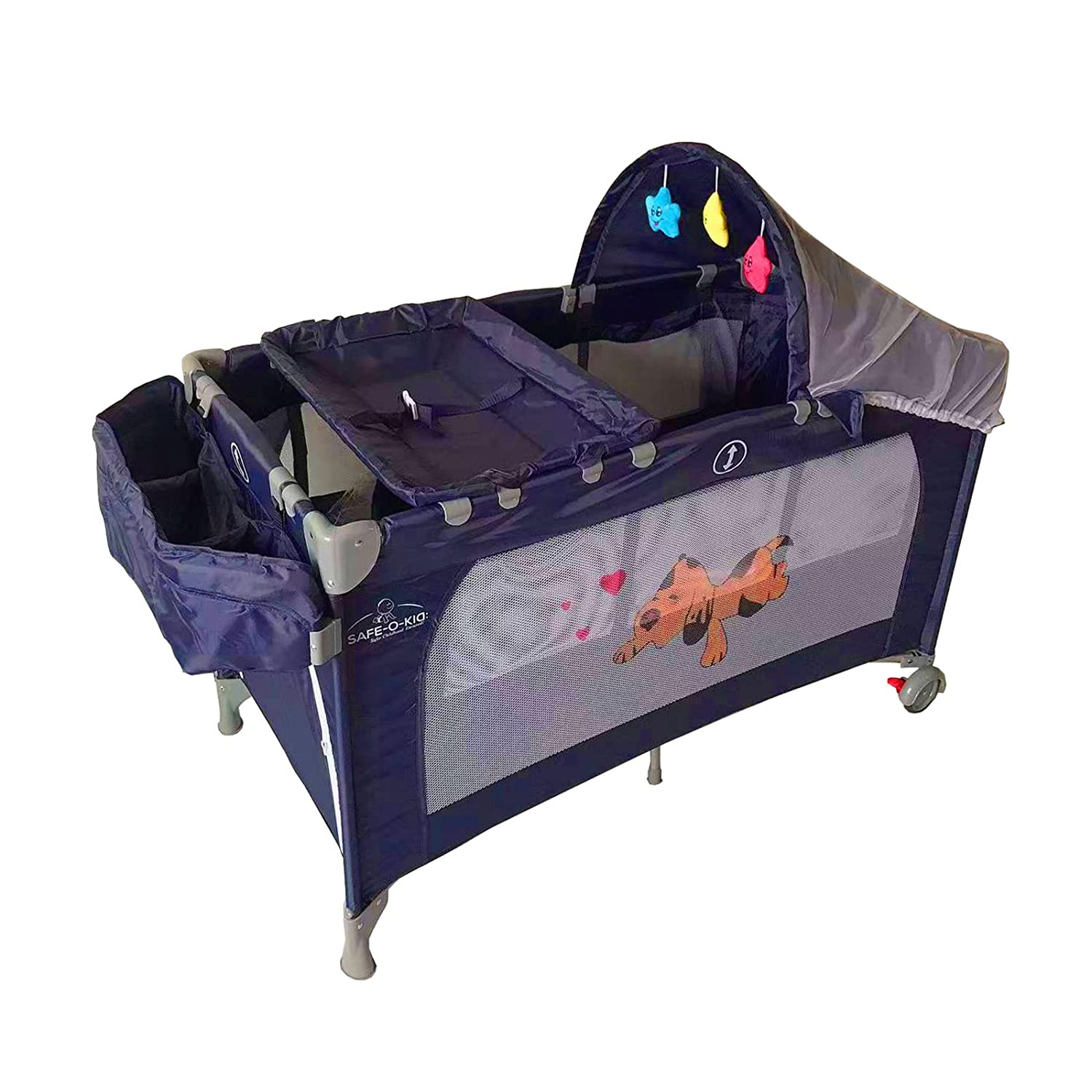 Safe-O-Kid Baby Crib/ Cot, in Convertible Cot, Baby Playpen Playard for Kids/Toddlers, Mosquito Net, Folding Baby Bed Cum Cot Red White