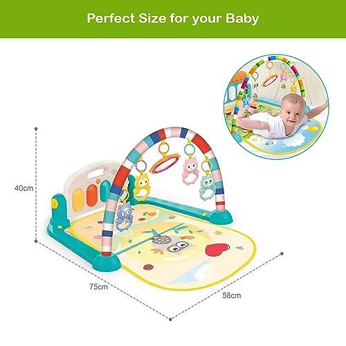 Baby Play Mat Gym & Fitness Rack with Hanging Rattles Lights & Musical Keyboard Mat Piano