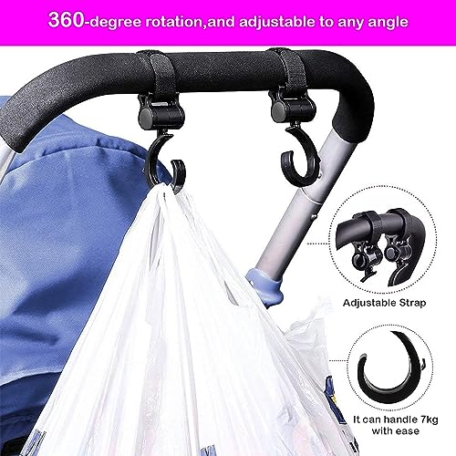 Metal Non-Slip Buggy/Pram Clips, Multi-Purpose Pram Stroller Hooks Clips for Trolley Bags Clothes Shopping Bags Universal Stroller Hook for Bag Holder