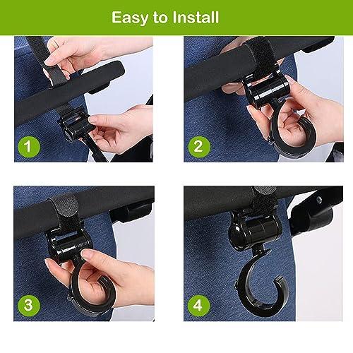 Metal Non-Slip Buggy/Pram Clips, Multi-Purpose Pram Stroller Hooks Clips for Trolley Bags Clothes Shopping Bags Universal Stroller Hook for Bag Holder