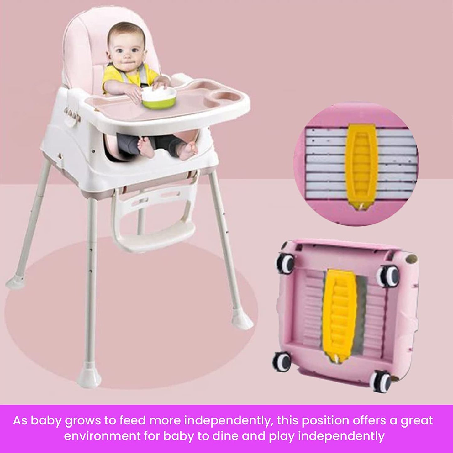 Safe-O-Kid 5 in 1 High Chair with Wheels and Cushion