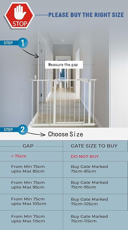 Safe-O-Kid Adjustable Baby & Dog Gate, NO Pressure Mounted, 1 Yr Warranty