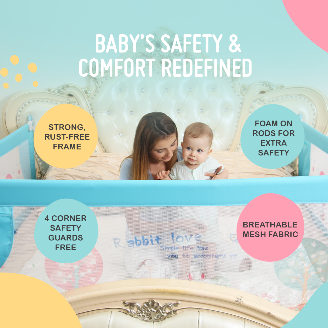 Safe-O-Kid | Baby Fall Safety Designer Foldable Bed Rail Guards