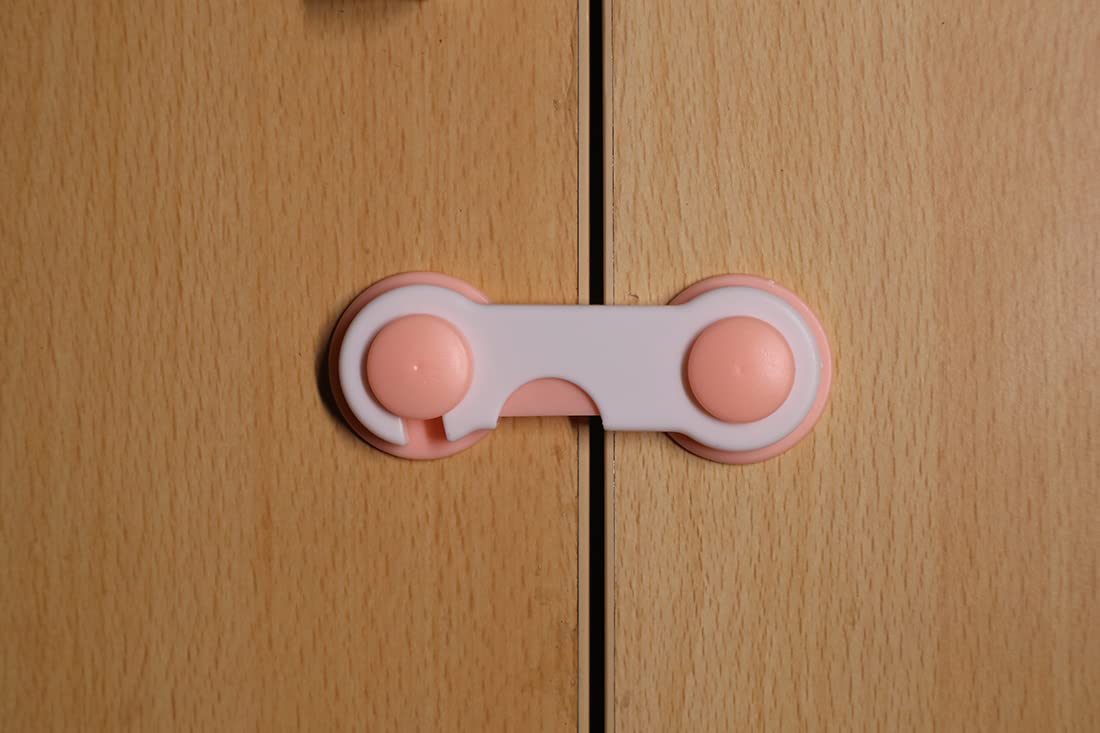 Safe-O-Kid - Finger Injury Safety - Easy to Use, Elegant, Dotted with Smiley Ends Child Proof Cabinet Lock