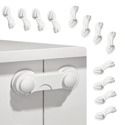 Safe-O-Kid - Finger Injury Safety - Easy to Use, Elegant, Dotted with Smiley Ends Child Proof Cabinet Lock