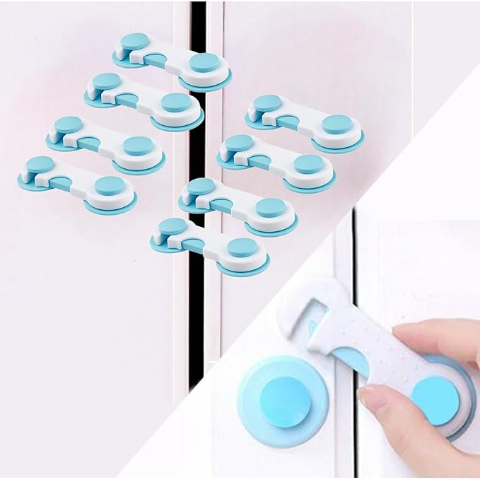 Safe-O-Kid - Finger Injury Safety - Easy to Use, Elegant, Dotted with Smiley Ends Child Proof Cabinet Lock