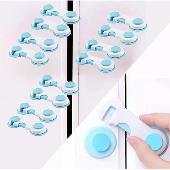 Safe-O-Kid - Finger Injury Safety - Easy to Use, Elegant, Dotted with Smiley Ends Child Proof Cabinet Lock
