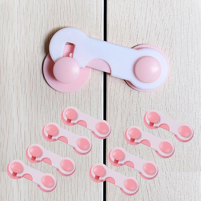 Safe-O-Kid - Finger Injury Safety - Easy to Use, Elegant, Dotted with Smiley Ends Child Proof Cabinet Lock