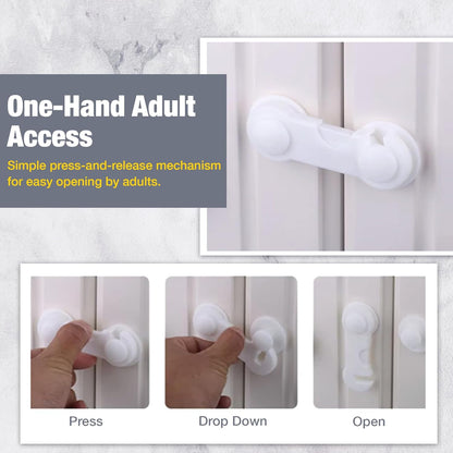 Safe-O-Kid - Finger Injury Safety - Easy to Use, Elegant, Dotted with Smiley Ends Child Proof Cabinet Lock