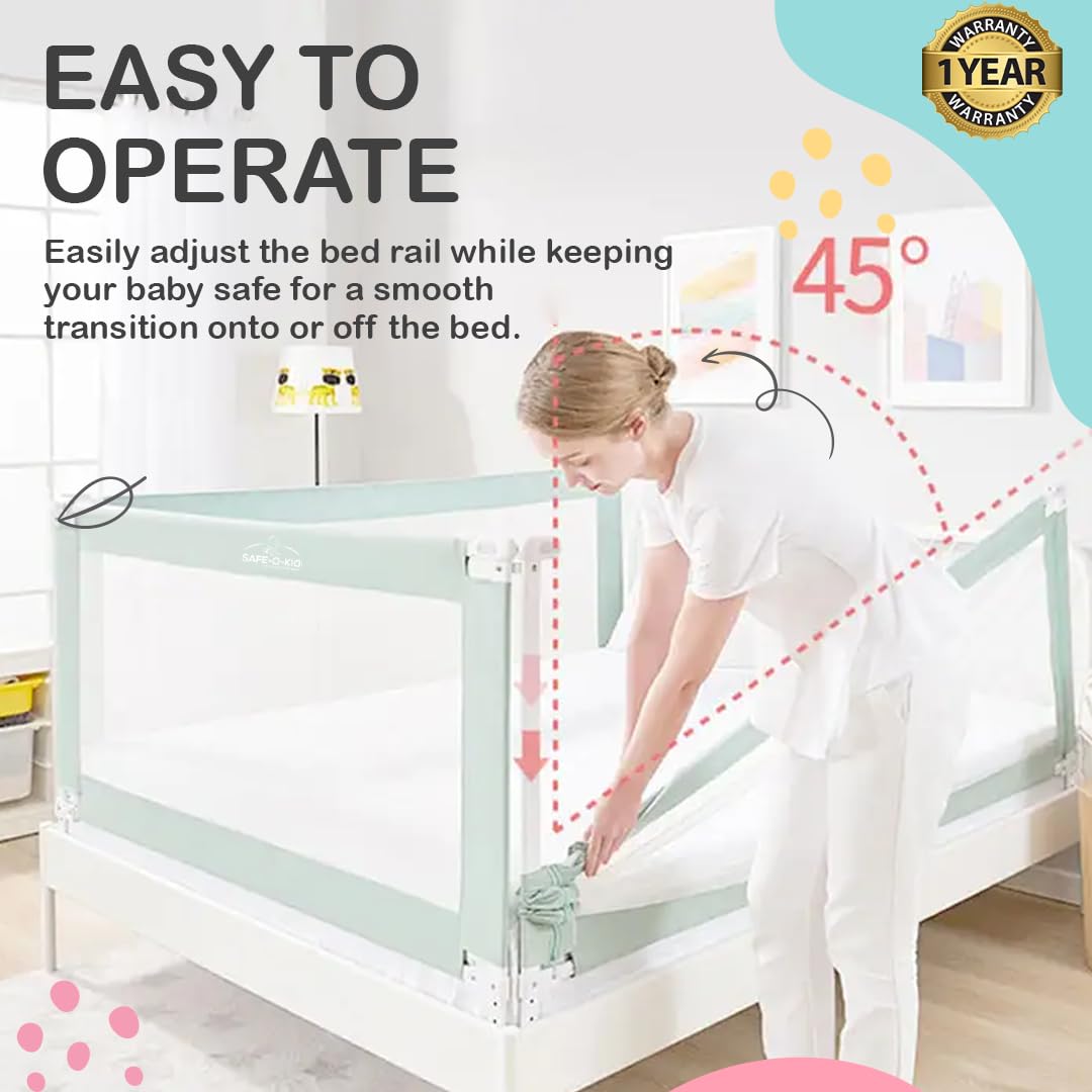 Safe-O-Kid Baby Bed Rail Guard 6ft/182cm with Yr Warranty Pink Side