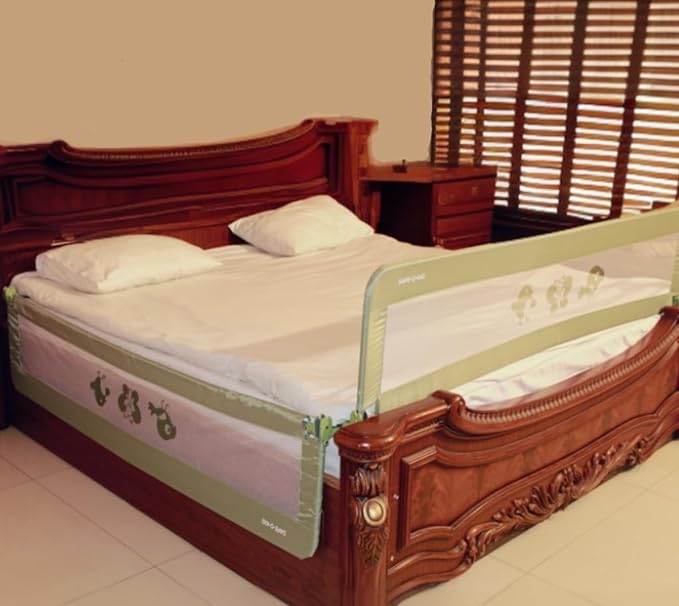 Safe-O-Kid Baby Fall Safety Designer Foldable Bed Rail Guards Green-2 Medium (5ft) Side