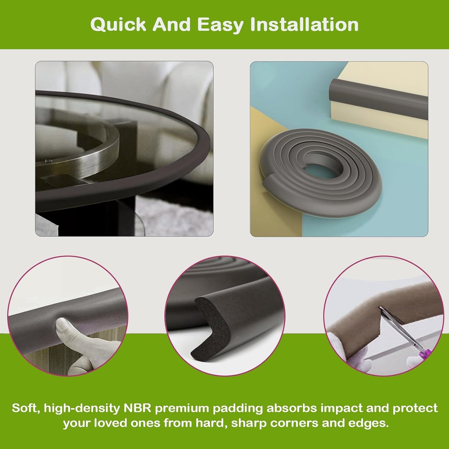 Safe-O-Kid-Baby Head Injury Safety- High Density L-Shaped Large Nbr Corner Cushions/Guards