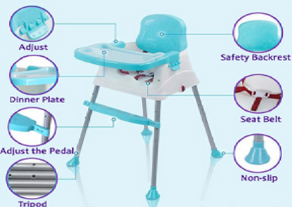 Safe-O-Kid 4 in 1 High Chair with Tray