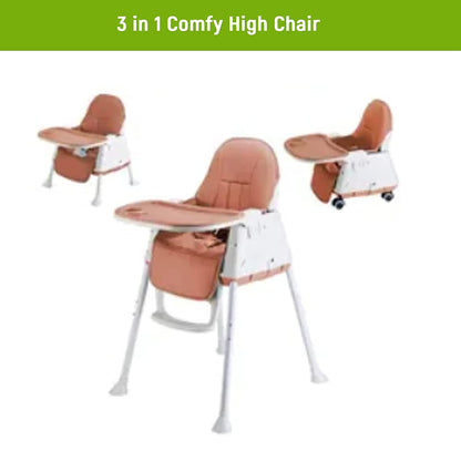 Safe-O-Kid 5 in 1 High Chair with Wheels and Cushion