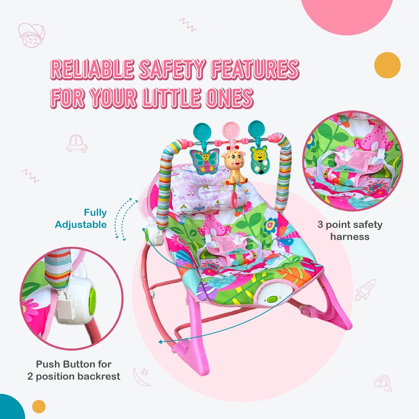 Safe-O-Kid Musical Baby Rocker