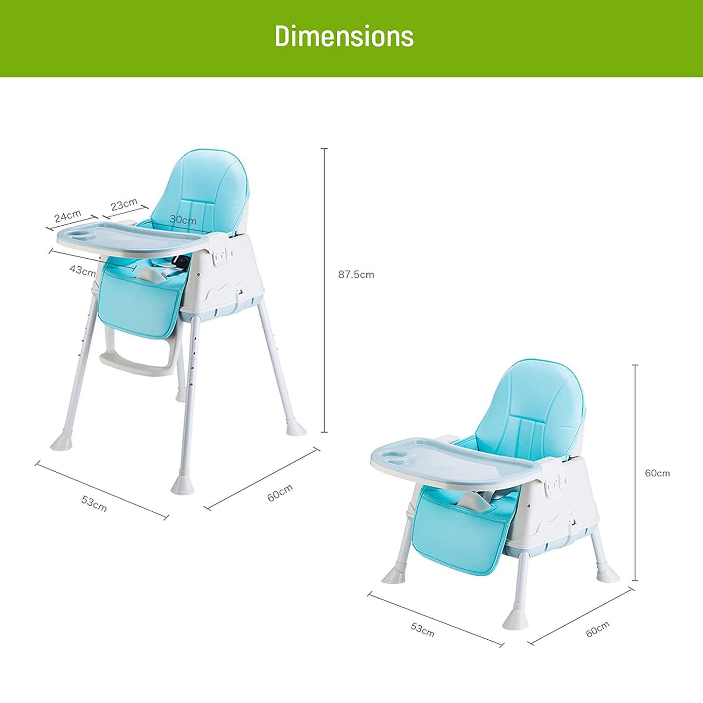 Safe-O-Kid 5 in 1 High Chair with Wheels and Cushion