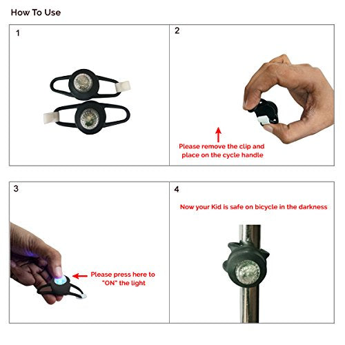 Safe-O-Kid- Safety at Road - Bicycle/Baby Stroller LED Light with SOS Signal Light Complete Front & Rear Road Safety