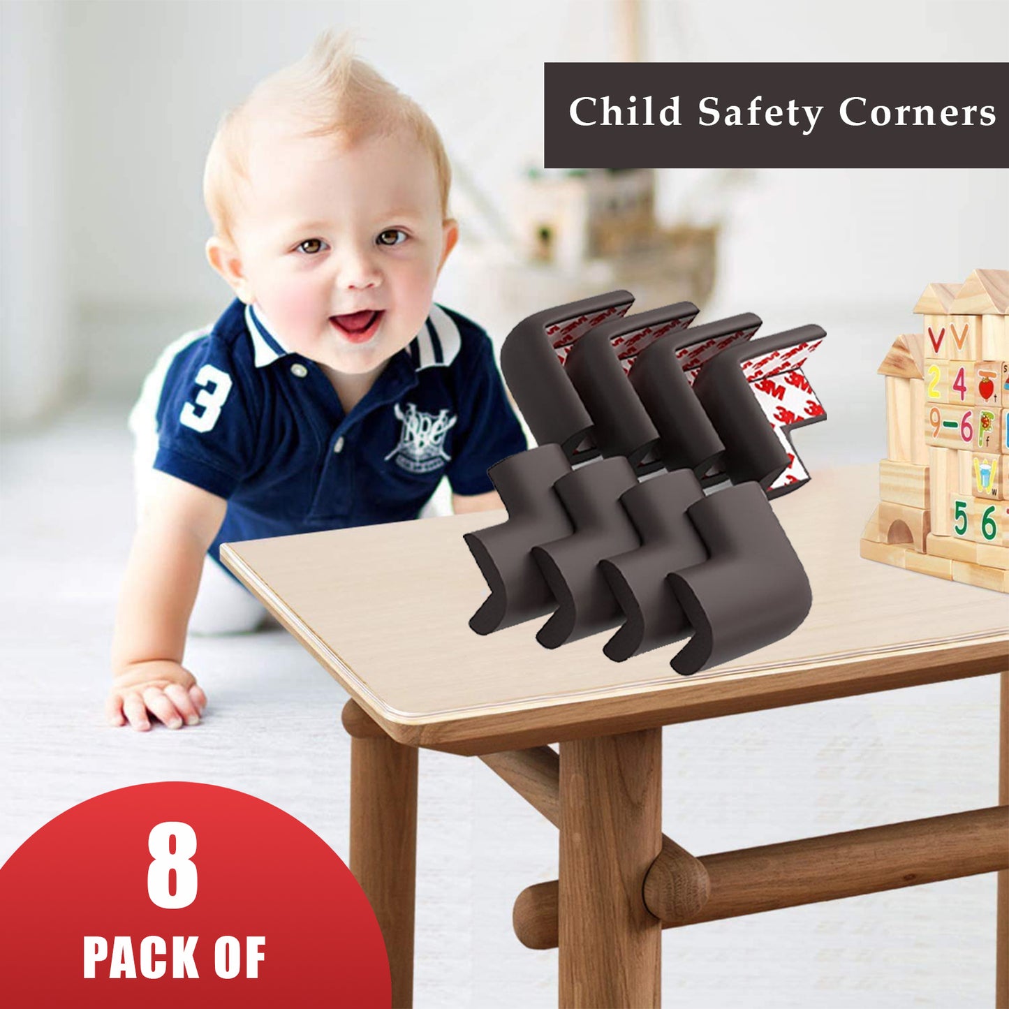 Safe-O-Kid-Baby Safety From Head Injury -  High Density U-Shaped Large Nbr Corner Cushions/Guards