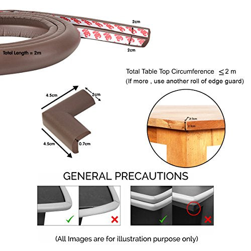Safe-O-Kid- Head Injury Safety Unique High Density L-Shaped Small Edge Guards with Corners