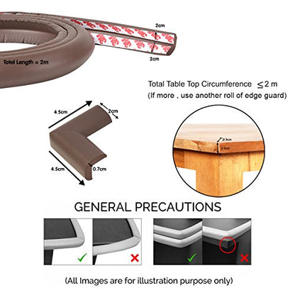 Safe-O-Kid- Head Injury Safety Unique High Density L-Shaped Small Edge Guards with Corners