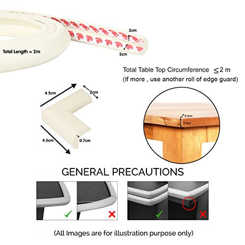 Safe-O-Kid- Head Injury Safety Unique High Density L-Shaped Small Edge Guards with Corners
