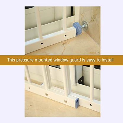 Safe O Kid Window Rail Guards - Fully Adjustable for Baby Safety, Window Safety Guards for Pet, Old Age People, Metal Security Gate for Sliding Windows