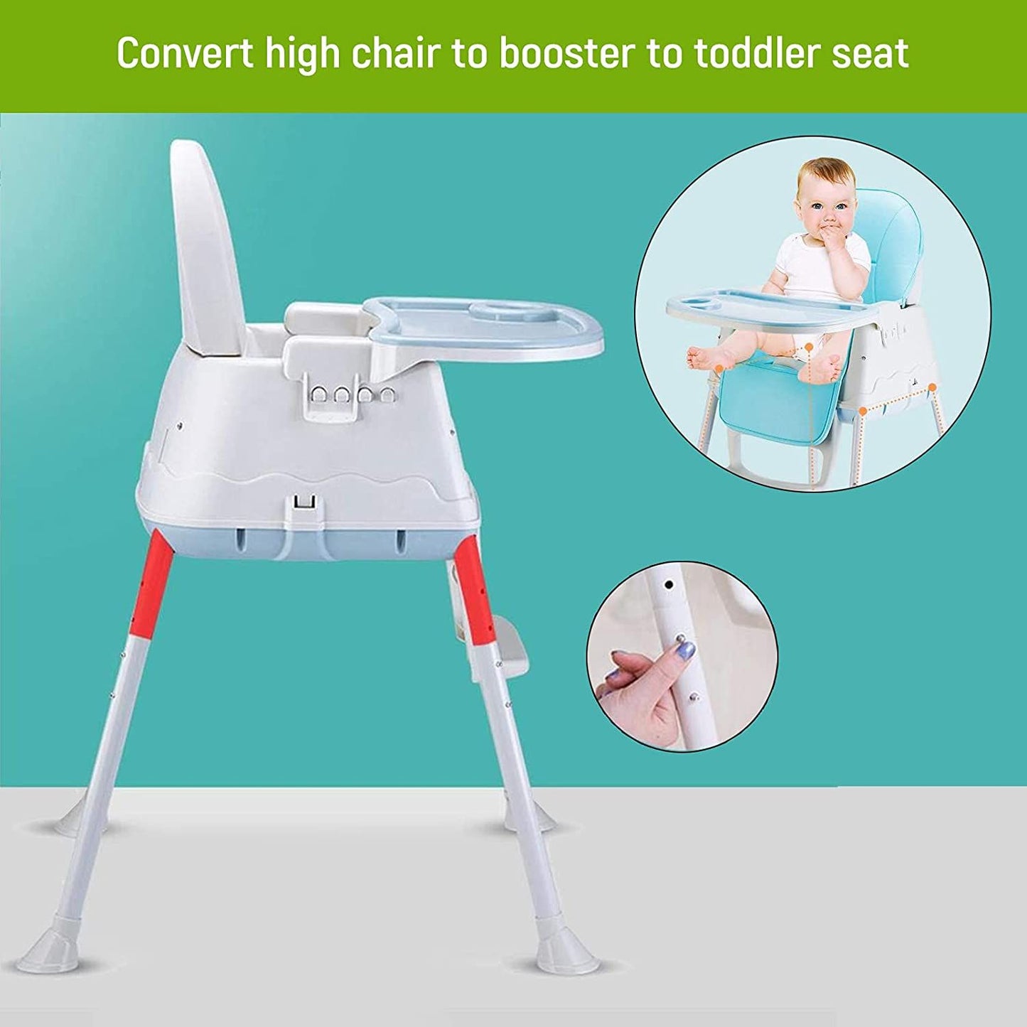 Safe-O-Kid 5 in 1 High Chair with Wheels and Cushion